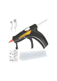 Resim Kangvka Profesyonel Usb Şarjlı Lityum Elektrikli Sıcak Tutkal Tabancası - 50 Adet Yapıştırıcı Çubuk İle Siyah 