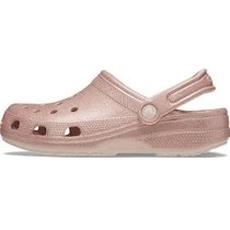 Resim Crocs Classic Glitter Clog Sandalet Erkekler İçin Hafif Rahat Pembe Renkli Düz Topuk 