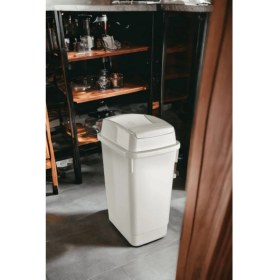 Resim Beyaz 27L Çift Taraflı Itme Kapaklı Banyo Atık Kutusu 
