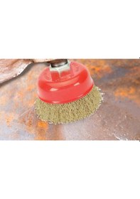 Resim 3'' 80Mm Çapında Daire Çanak Tel Fırça Matkap Mandren Uyumlu 