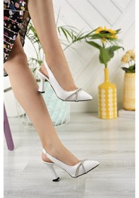 Resim Nesil Shoes Tam 508 Beyaz Taşlı Topuklu Kadın Sandalet Beyaz 