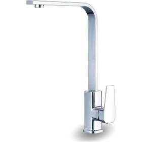 Resim Kare - 1.sınıf Kalite Luks Mix Spiralli Mutfak Evye Bataryası Seti Sıcak Soğuk Girişli Krom 