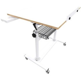 Resim 70x100 Tekerlekli Tablalı Teknik Proje Çizim Masası Sepetli Profesyonel Beyaz 