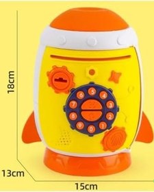 Resim Şifreli Göz Tanıma Simülasyon,parmak Izi Simülasyon ve Anahtar Özellikli Roket Tasarımlı Kumbara, Sarı 