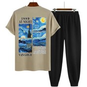 Resim Unisex Vangogh Baskılı Eşofman Takımı Bej 