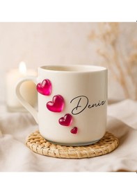 Resim Bk Gift Kişiye Özel İsimli Kabartmalı Kalpli Tasarım Türk Kahvesi Fincanı & Çam Ağacı Mum -2, Sevgiliye Hediye, Ev Hediyesi Kobitmeyencom35604 Bk Gift 