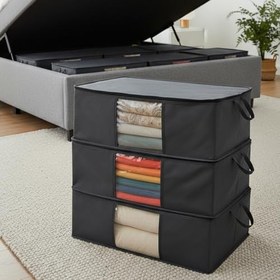 Resim 3 Adet Baza Altı Hurç Yatak Kapaklı Kutu İçi Düzenleyici Yorgan Yastık Hurcu Modelleri Büyük Boy Çekyat Tipi Fiyatları Organizer Düzenleme Pencereli 