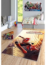 Resim West Home Makinede Yıkanabilir Kaymaz Taban Leke Tutmaz Süper Kahraman Desenli Çocuk Halısı Wh 521 Yellow Sarı 