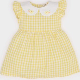 Resim DeFacto Kız Bebek Bebe Yaka Kareli Kısa Kollu Poplin Yazlık Elbise C4536A525SMYL142 