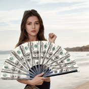Resim Kadın Modası Yaratıcı Dolar Fatura Tasarımı Katlanabilir El Yelpazesi - Yaz için Taşınabilir Güneş Koruma & Isı Rahatlatma, Partiler, Düğünler, Konserler, Ev Dekoru, Etkinlik Aksesuarı, Dayanıklı Sap, Benzersiz İşçilik 