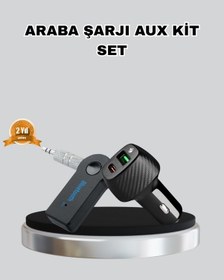 Resim Gld-spt- Aux Bluetooth Adaptör Ve 38w Hızlı Araç Şarj Cihazı Seti 