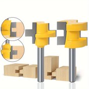 Resim 2 adet T-Yuvası Kare Dişli Tenon Freze Uçları - 6mm, 8mm, 1/4in, 1/2in, 12mm Sap - Ahşap İşleme & İnşaat için Dayanıklı Oyma Bıçağı Router Uçları 