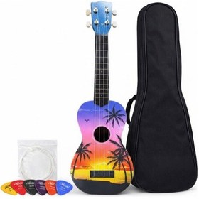 Resim Soprano Ukulele Hawaii Desenli Kapak 