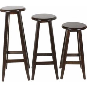 Resim Ceviz Ahşap Bar Taburesi (70 cm) 