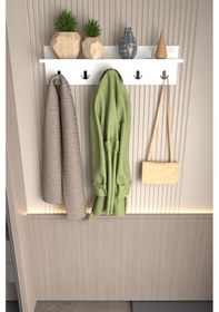 Resim Portmanto Duvar Askılığı Elbise Askılığı 80cm Beyaz 