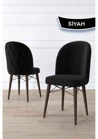 Resim Canisa Bika Serisi 6 Adet Siyah Mutfak Sandalyesi Ceviz Gürgen Ayaklı 1. Sınıf Babyface Kumaş Sandalye Siyah Ayakları Ceviz 
