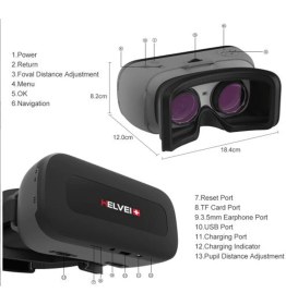 Resim Helvei Vr Hepsi Bir Arada, Bluetooth Uzaktan Kumandalı 2k Sanal Gerçeklik Vizörü - Siyah/gri 