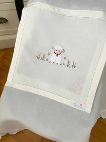 Resim Keten Puset Örtüsü Kuzu - Pembe 