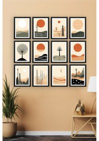 Resim Artavessa 12 Parça Siyah Çerçeve Görünümlü Mdf Tablo Seti - 12ARTAVESSA29 