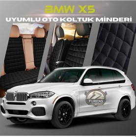 Resim Bmw X5 Siyah Renk Tay Tüyüü Cepli & Terletmez Sırtlı Oto Koltuk Minder Seti - Koltuk Koruma Kılıfı Ön & Arka Tam Set 