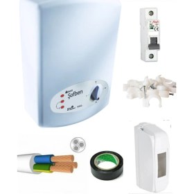 Resim İhlas Ihlas Aura Basic Yeni Model Banyo Şofbeni 105A6 7350W+4MT Kablolu Set Montaja Hazır Paket 