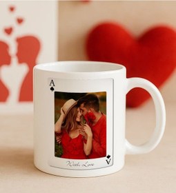 Resim Bk Gift Kişiye Özel Aşkımızın Ası Fotoğraflı İskambil Tasarımlı Beyaz Kupa Bardak-3, Sevgiliye Hediye, Eşe Hediye Kobitmeyencom34306 Bk Gift 