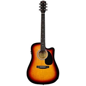 Resim Squier SA-105CE Dreadnought Cutaway Sunburst Elektro Akustik Gitar 