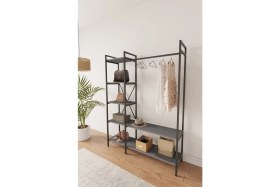 Resim Mobitopya Nilamu Elbise Dolabı / Metal Aksamlı / Antrasit Gri / Açık Dolap / Organizer / Askılık 