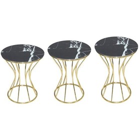 Resim Brc Kum Saat Zigon Model Siyah Mermer Temper Cam Metal Çelik Gold 