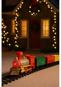 Resim Işıklı Sesli Pilli Klasik Retro Tren Seti 17 Parça Raylı Oyuncak Tren Modeli 