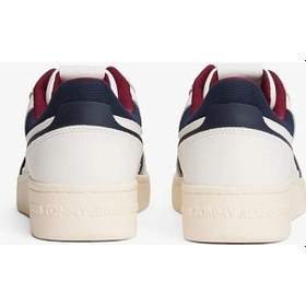 Resim Tommy Hilfiger Fine Cleat Retro Basketball Erkek Beyaz Spor Ayakkabı-9601 Rwb 