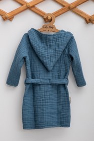 Resim 4 Kat Müslin Çocuk Bornozu Navy - 1-2 Yaş 