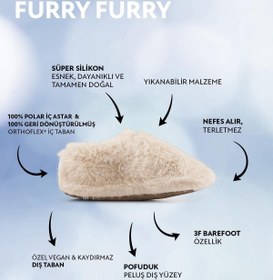 Resim HOPFRÖG Furry Furry Kırık Beyaz Kürk Barefoot Patik (HEDİYE SETİ) 