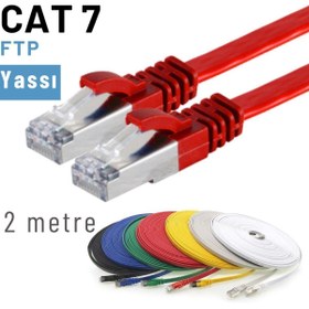 Resim IRENIS Cat7 Yassı Ftp Ethernet Network Kablosu 2 Metre, Kırmızı 