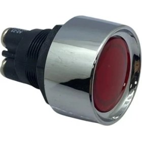 Resim ENG 12V Buton 50 A (Vidalı) Krom Çerçeveli (22 Mm) Kırmızı Işıklı 