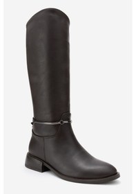 Resim Luvishoes Ansel Kahverengi Cilt Hakiki Deri Bilek Kayışlı Kadın Binici Çizme Kahverengi 