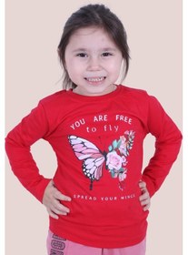 Resim Kız Çocuk Baskılı Sweatshirt Kırmızı1 Kırmızı 