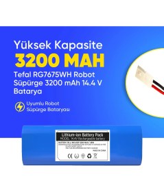 Resim Ümit Maker Tefal RG7675WH Robot Süpürge 3200 mAh 14.4 V Batarya - Orjinal Uyumlu Uzun Ömürlü, Yüksek Performans Pil 