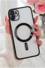 Resim Fibaks iPhone 11 Kılıf Kamera Lens Korumalı Magsafe Şarj Kilifi Şeffaf Renkli Yumuşak Kapak Siyah 
