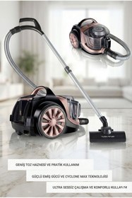 Resim Arnica Siklon Teknolojili Rose Özel Filtreli Toz Torbasız Elektrikli Süpürge - Turbo Başlıklı Güçlü Emiş 