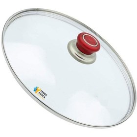 Resim Tencere Sahan Tava Cam Kapağı Kapak 40 Cm Kırmızı Tutma Tepesi 