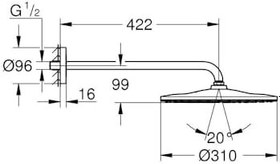 Resim Grohe Rainshower Mono 310 Tepe Duşu Set 422 Mm, 1 Akışlı Krom - 26557000 