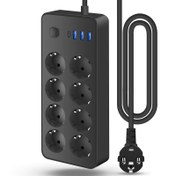 Resim 8 AC Çıkışı, 3 USB Portu, 1 Type-C Portu, 180cm Uzatma Kablosu ile 1 Adet Surge Protector Güç Şeridi - Tek Düğme Kontrol, Avrupa Standart Fiş, Ofis, Ev ve Okul Kullanımı İçin İdeal, Ofis Gereksinimleri|Modern Güç Şeridi|Dayanıklı Yapım Kalitesi 
