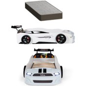 Resim Beyaz Arabalı Yatak Sport Mst Işıklı +otopedik Yatak 90x190 Cm 