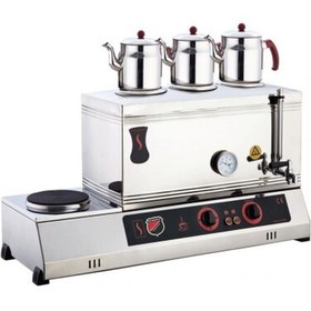 Resim eurofaz Işıkgaz Elektrikli Çay Ocağı Kapaklı ve Kaynaklı 3 Demlikli Ekonomik 60'lık 