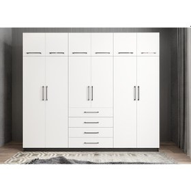 Resim Biray 6 Kapaklı Gardırop Dolap Füme Beyaz 
