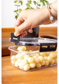 Resim Nandy Home Kilit Kapaklı Kare Clear Saklama Kabı Seti 6'lı - 400/900 ML Beyaz 