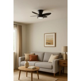 Resim Vanti 30W 28" Inç 5 Kanatlı Siyah 3 Renk Kumandalı Ledli Dekoratif Tavan Vantilatörü KCF303 