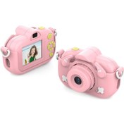 Resim Mufunye Dc501 Çocuklar İçin 1080p Hd Dijital Fotoğraf Makinesi, 12mp Otofokus, 2.0 Ips Ekran, Yaratıcı Stickerlar, Pembe 