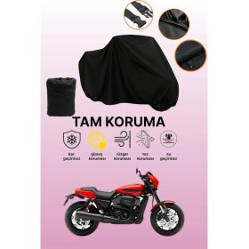 Resim Dokaca Siyah Harley-Davidson Street Rod Uyumlu Motor Branda, Koruyucu Örtü, Motosiklet Brandası 